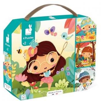 Puzzle Evolutivo Janod 4 Estaciones - Set de 4 Rompecabezas de 6 a 16 Piezas para Niños