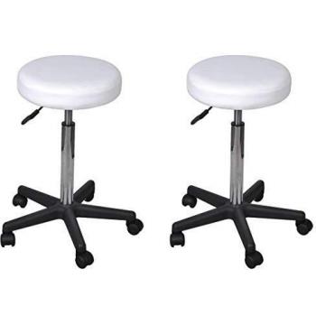 vidaXL 2X Taburetes de Oficina de Cuero Sintético Mobiliario Muebles Decoración Casa Hogar Diseño Estético Ergonómico Duraderos Blanco 35.5x98cm