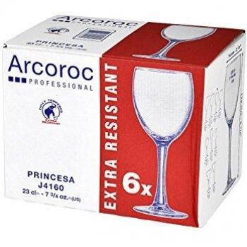 Arcoroc Princesa - Copa para vino 230ml, sin la marca de llenado, 6 Copas