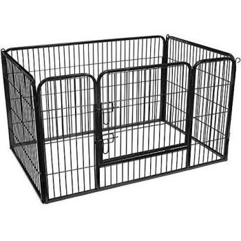 Jaula para Perros de Metal con Una Puerta - 122x80x70 cm, Apta para Interior y Exterior, Negro, Valla para mascotas plegable, Parque para mascotas, Jaula para perros, Paneles de alambre