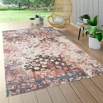 Alfombra Exterior Terraza Vintage Abstract Moderna Beige Rosa Azul 240x330 cm - Paco Home