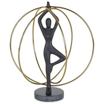 Figura de Metal Postura de Yoga con Base de Mármol Katmandú - 24x30x19 cm
