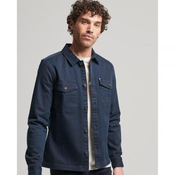 Sobrecamisa de Hombre Superdry de Espiguilla en Color Azul Marino, Talla XXL