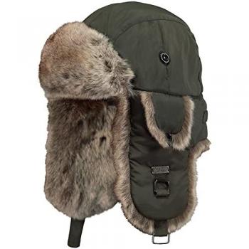 Barts Kamikaze Silky Soft Faux Fur Lined Trapper Hat - Green Nylon - One Size