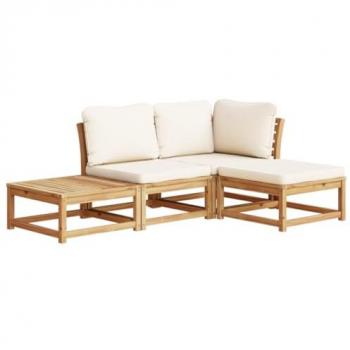4-Piece Acacia Solid Wood Garden Lounge Set with Cushions