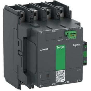 Contactor TeSys G150 4P 100-250V ac/dc, 4 polos, 1 NA + 1 NC, capacidad de corriente de 275 A