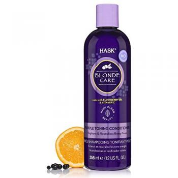 Hask Blonde Care Acondicionador Matizador Violeta 355 Ml - Acondicionador neutralizador del color para cabellos rubios, matiza tonos amarillos no deseados, fórmula enriquecida con ingredientes hidratantes, envase