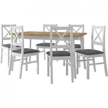 Conjunto de Comedor Victorville 297, Roble Artisan y Blanco, 6 Asientos, 75x80x140cm