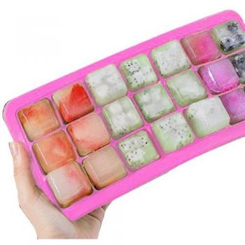 Newcomdigi Cubito de hielo bandeja de silicona con tapa verde suave con tapa