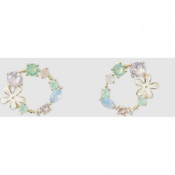 Pendientes Flower iris con circonitas y nácar
