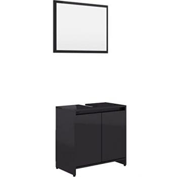 Conjunto de muebles de baño en aglomerado gris brillante