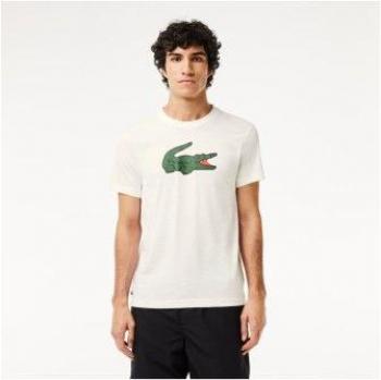 Camiseta deportiva ultra-dry blanca Lacoste para hombre con estampado del cocodrilo de manga corta