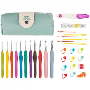 Luxebell Ganchillos Crochet Ergonómicos Agujas de Punto Coloridas con Mango de Goma Set de Ganchos de Tejer con Accesorios Bolsa Portable