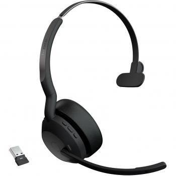 Jabra Evolve2 55 Auriculares Inalámbricos con Diadema para Oficina/Centro de Llamadas, Bluetooth, Monoaural, USB-A Link 380, Negro - 25599-889-