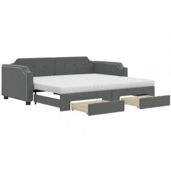 Sofá cama nido con cajones tela gris oscuro 80x200 cm