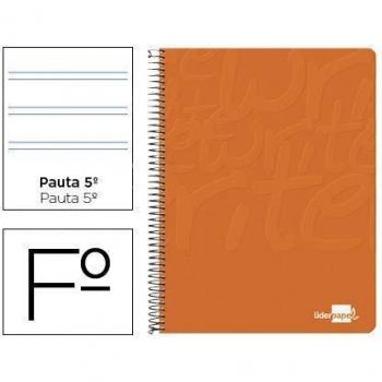 Cuaderno espiral liderpapel folio write tapa blanda 80h 60gr pauta 2,5 mm con margen color naranja