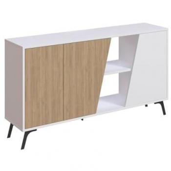Aparador Buffet 3 Puertas Decorado Roble y Blanco L150 cm