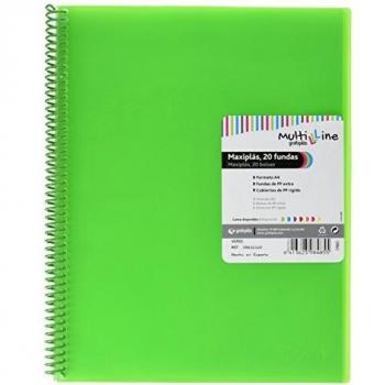 Grafoplás 39832320. Carpeta 20 fundas A4 de espiral, Color Verde, A4, Multiline
