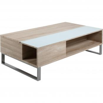 AC Design Furniture 63722 Mesa Nikolaj con Lift Función y Espacio, Roble de Sonoma, Aprox. 110 x 35 x 60 cm, weißglas