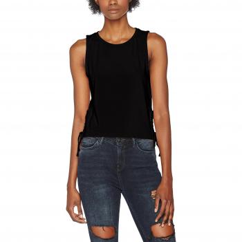Urban Classics Ladies Lace Up Cropped Top - Camiseta para mujer, Top Mujer, Negro