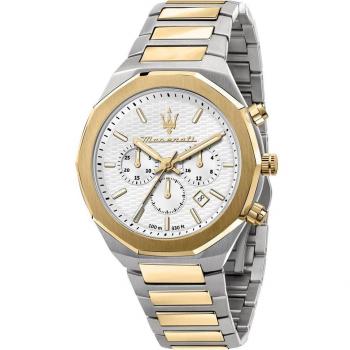 Reloj Maserati Stile Hombre Plateado y Dorado Cronógrafo R8873642009