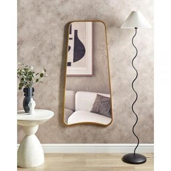 Espejo de pared moderno dorado con marco de hierro en forma irregular 58 x 122 cm Levet