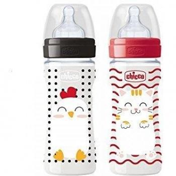 BIBERON CHICCO POP FRIENDS 2M+ 250 ML. SILICONA