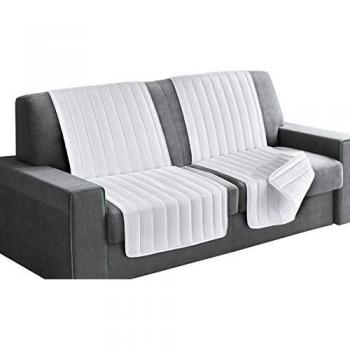 Italian Bed Linen Elegant Protector de Respaldo y Asiento para Sofá, Microfibra, Blanco, 40x30x15 cm