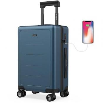 Maleta de Cabina Numada PackPro T40 ABS + PC (56x37,5x22cm) Azul Marino con Cierre TSA y Carga USB, 4 Ruedas 360 y Múltiples Compartimentos