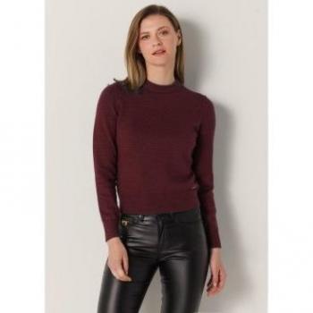 Jersey básico granate de mujer Lois Jeans con cuello redondo