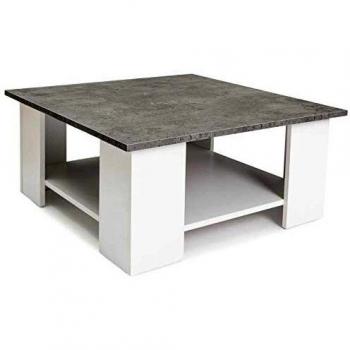 Mesa de centro cuadrada blanca ELI con tablero efecto hormigón