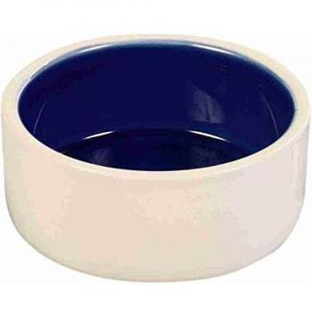 TRIXIE Comedero Cerám., 0.35 l, ø12 cm, Crema-Azul, Perro