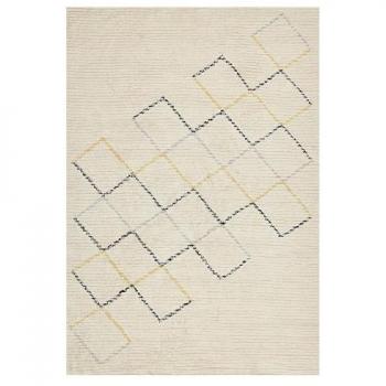 Alfombra de Algodón Beige 140 x 200 cm Diseño Minimalista Hecho a Mano Patrón Geométrico