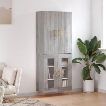 Aparador alto de madera contrachapada gris sonoma 69,5x34x180 cm