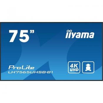 iiyama LH7565UHSB-B1 Pantalla de señalización Diseño de quiosco 189,2 cm (74.5) LED Wifi 800 cd/m² 4K Ultra HD Negro Procesador incorporado Android