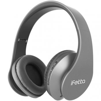 Ifecco Bluetooth Estéreo Auriculares Música Sobre-oído Sonido de alta fidelidad, Bluetooth Banda para la cabeza plegable con micrófono y cable de audio para Apple iPhone, PC