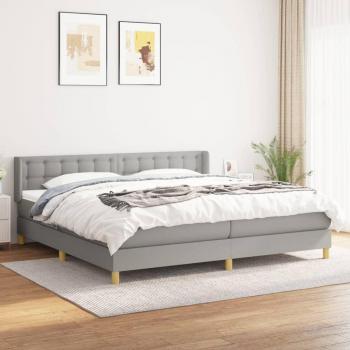 Cama Box Spring con Colchón de Tela Gris Claro 200x200 cm
