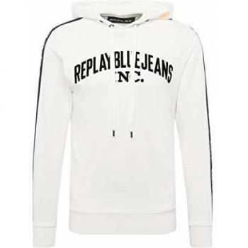 REPLAY M3921 - Sudadera con Capucha, diseño de Logo Blanco Off White XXL