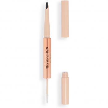 Revolution - Lápiz de cejas Fluffy Brow Filter Duo - Tono Dark Brown 0.12 g, Doble para dar fijación y forma