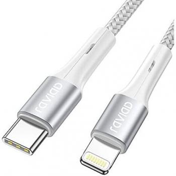 Cable USB C a Lightning 1M Cable iPhone Cargador PD de Carga Rápida Nylon Tipo C Lightning Compatible con iPhone 11/11 Pro/11 Pro MAX/SE 2020/ X/XS/XR/ 8/8 Plus/iPad Pro/iPad Air - Plata
