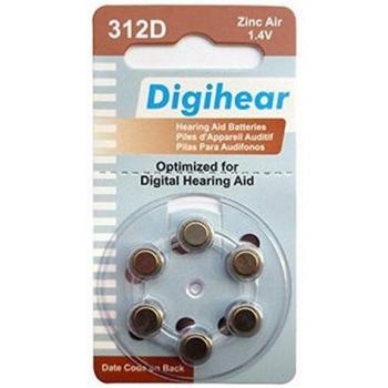 Pilas de audifonos BTE de Zinc Air 312 / A312 / PR41 de alta calidad y duración, pack de 6