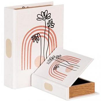 Caja Decorativa de Flores en Lona, 24 x 18 x 6 cm, Set de 2 Piezas