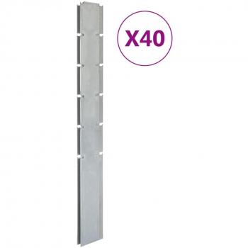 Postes de valla de jardín 40 piezas de acero galvanizado plata 160 cm