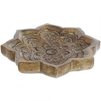 Bandeja Vaciabolsillos de Madera Mango Mandala Floral, Oscuro, 22X22X4 CM