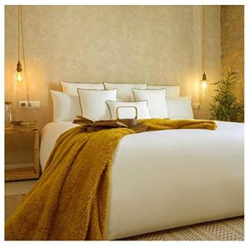 Funda Nórdica 100% Algodón Orgánico Beige con Sábanas y Fundas de Almohada - Cama de 90 x 190/200 cm