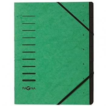 Carpeta organizadora PAGNA A4, archivador clasificador 7 compartimentos, color verde