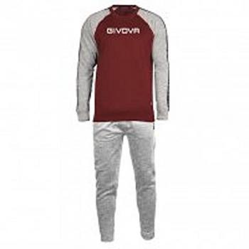 Givova Chándal Italia 103, color gris melange/burdeos, talla L, con raya lateral