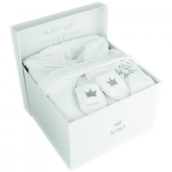 BAM BAM - Caja de regalo (1 albornoz y 1 par de zapatillas para baño, 100% algodón) blanco blanco Talla:74-80