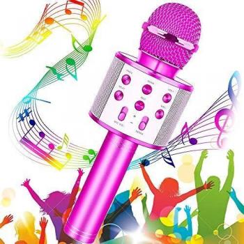 Micrófono Karaoke Bluetooth, Buty Microfono Inalámbrico Karaoke Portátil Niños Altavoces Microfono para Niños Cantar, Función de Eco, Compatible con Android/iOS o Teléfono Inteligente