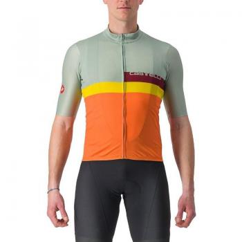 Castelli A Blocco Jersey Green/Dark Red-Orange, Size M